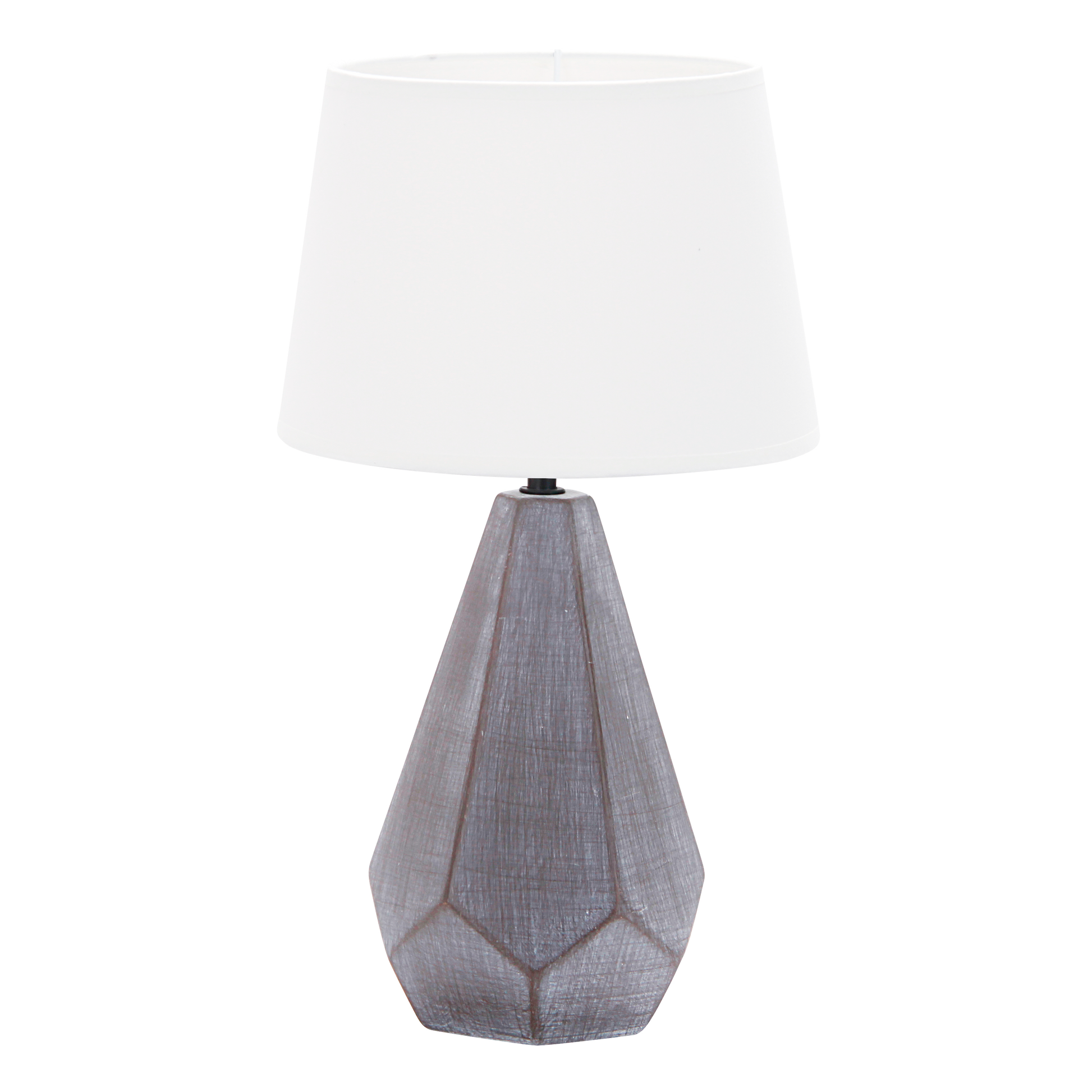 Lámpara IBI fabricada en cerámica color negro con pantalla textil blanca