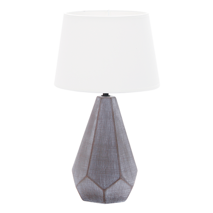 Lámpara IBI fabricada en cerámica color negro con pantalla textil blanca