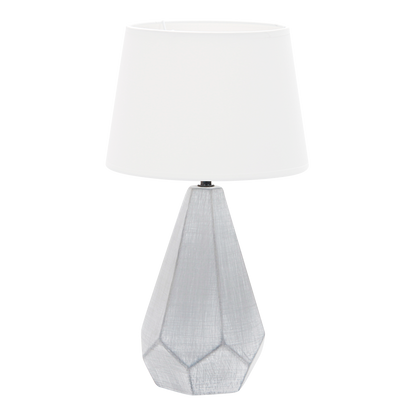 Sobremesa Cerámica Ibi Zinc/Blanco - Vista frontal. Iluminación elegante para tu hogar. Fabrilamp en luzguru.com