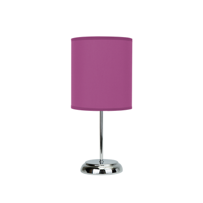 Sobremesa Nicole fabricada en metal y textil color lila, ideal para iluminación interior