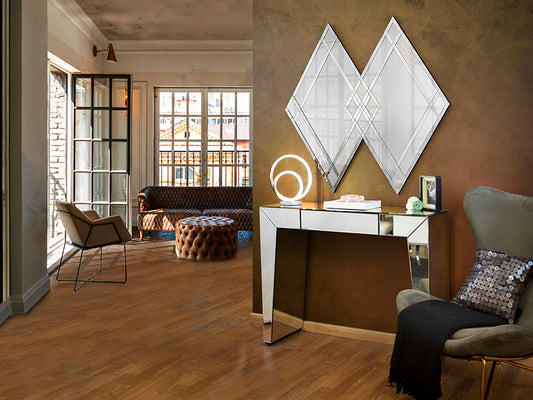 Ambiente de Espejo Decorativo VEGA-115X110 de Schuller (Vega) en color Espejo con diseño de rombos superpuestos - Ref 888055LT.
