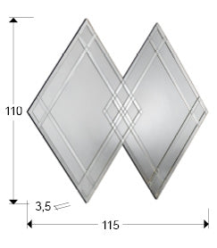Medidas de Espejo Decorativo VEGA-115X110 de Schuller (Vega) en color Espejo con diseño de rombos superpuestos - Ref 888055LT.
