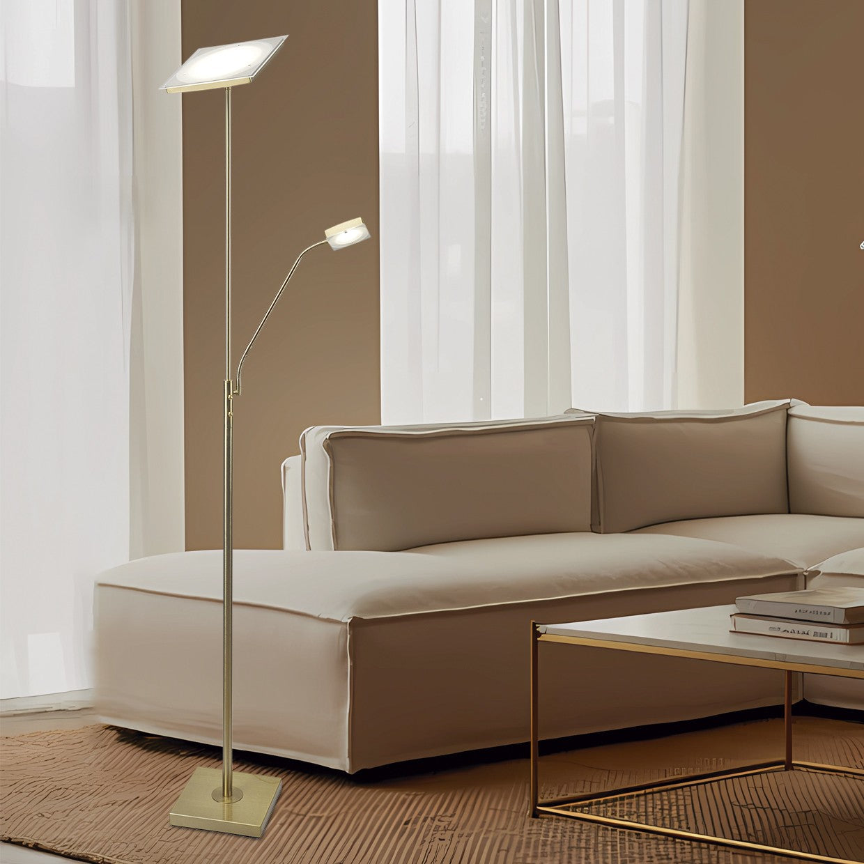 Pie de salón LED Lamber en salón moderno - Ambiente decorado