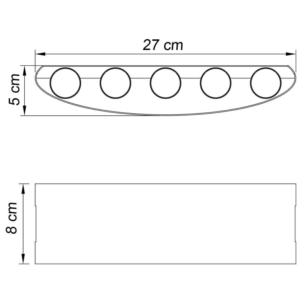 Esquema con dimensiones del aplique exterior LED Alemar King