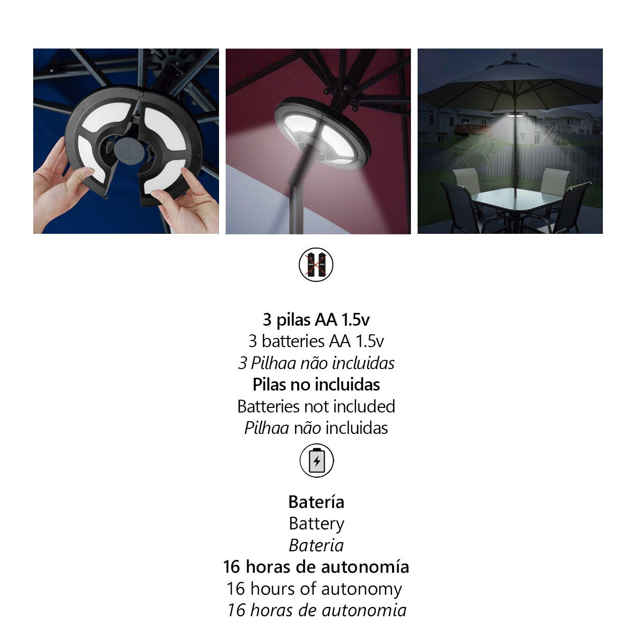 Vista lateral del aro de acrílico en luz LED Lacos negro Alemar