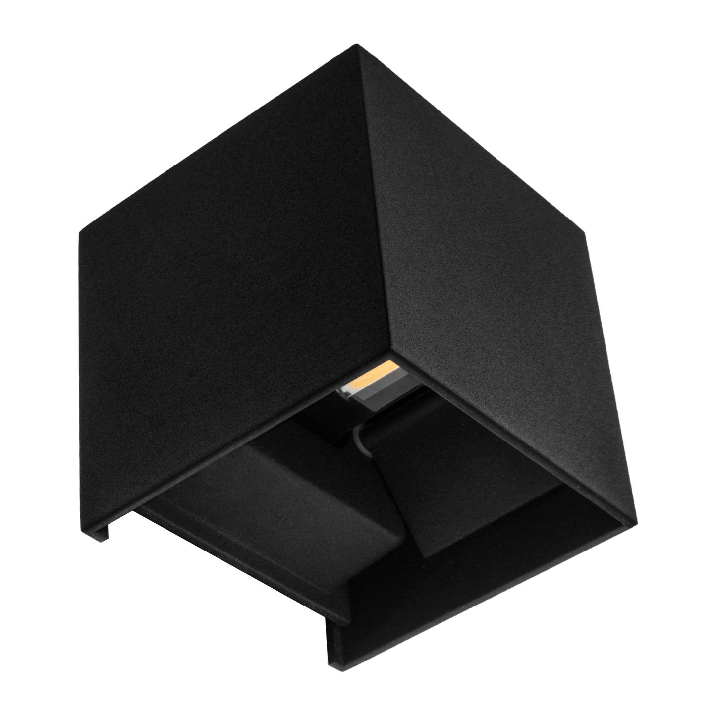 Aplique SEGMENTO fabricado en aluminio color negro, ideal para iluminación exterior