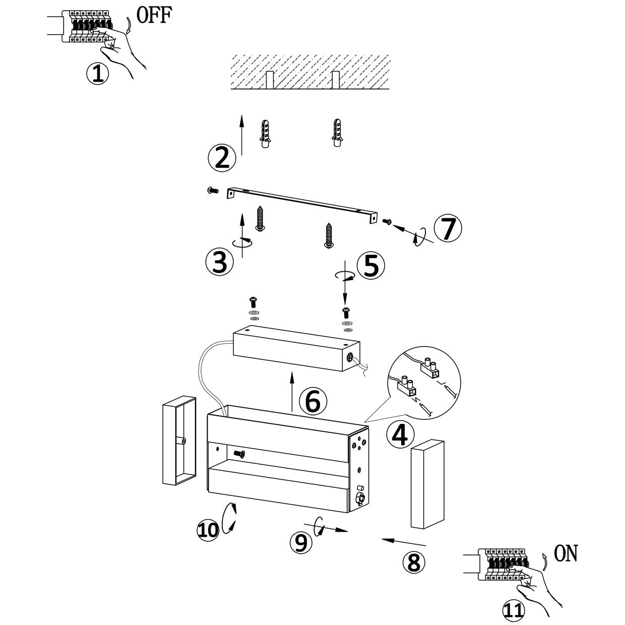 Vista lateral del aplique exterior LED 12W Longo negro en metal