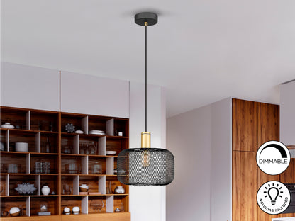 Lámpara Colgante Osiris 1 Luz Oro y Negro Mate Metal Schuller en ambiente decorado | Schuller