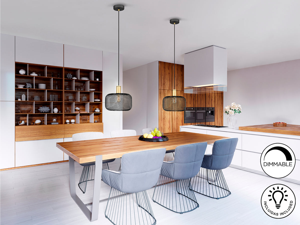 Lámpara Colgante Osiris 1 Luz Oro y Negro Mate Metal Schuller en ambiente decorado | Schuller