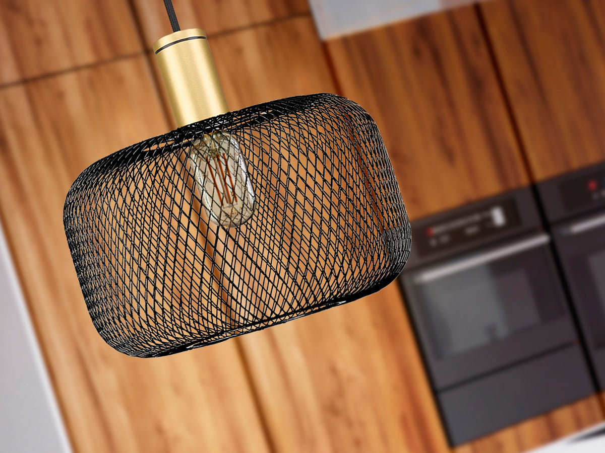 Lámpara Colgante Osiris 1 Luz Oro y Negro Mate Metal Schuller en ambiente decorado | Schuller