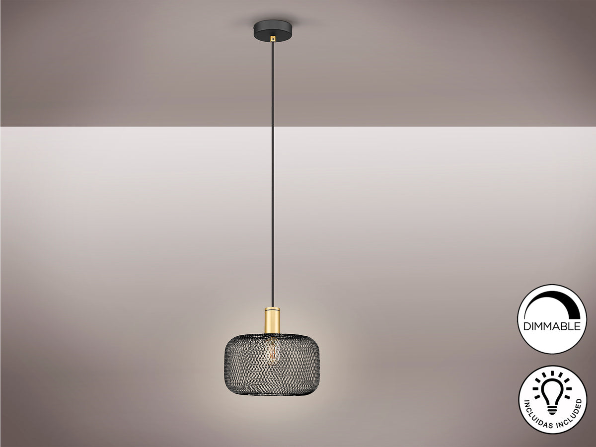 Lámpara Colgante Osiris 1 Luz Oro y Negro Mate Metal Schuller en ambiente decorado | Schuller