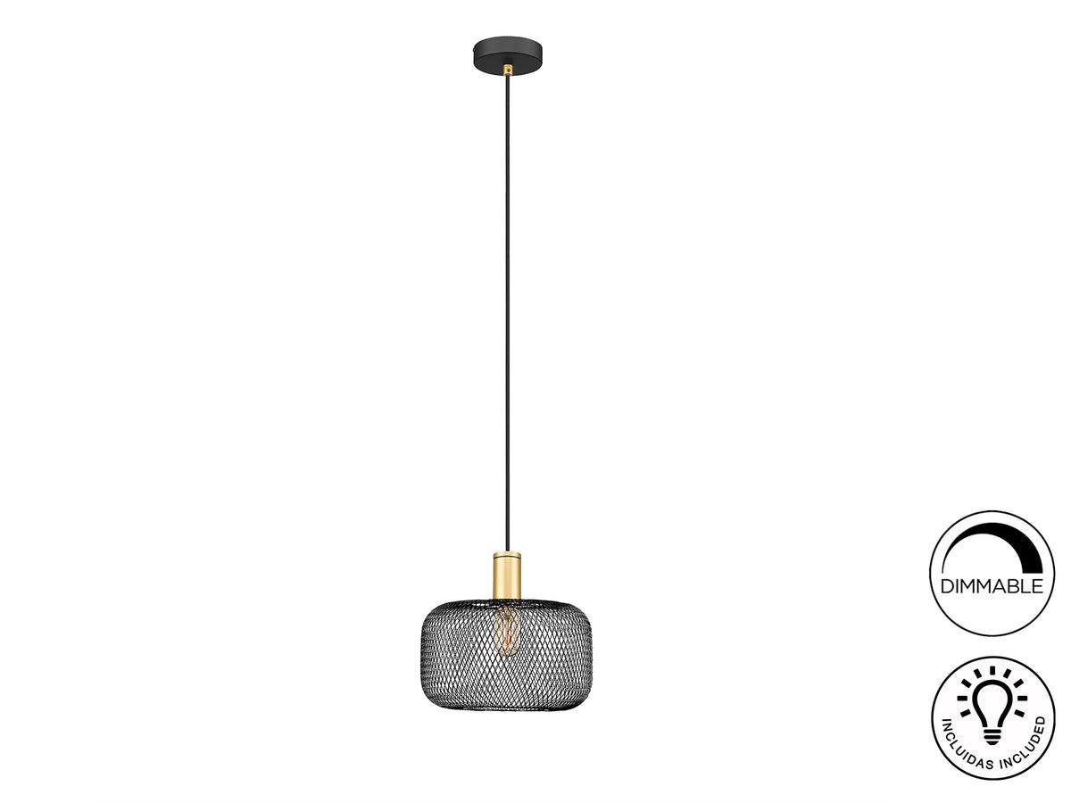 Lámpara Colgante Osiris 1 Luz Oro y Negro Mate Metal Schuller - vista principal | Schuller