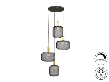 Lámpara Colgante Osiris 4 Luces Metal Schuller - Oro / Negro | Schuller · Ref. 910477