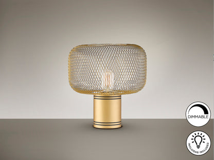 Lámpara de Sobremesa Osiris 30 cm Malla Metálica Oro Schuller en ambiente decorado | Schuller