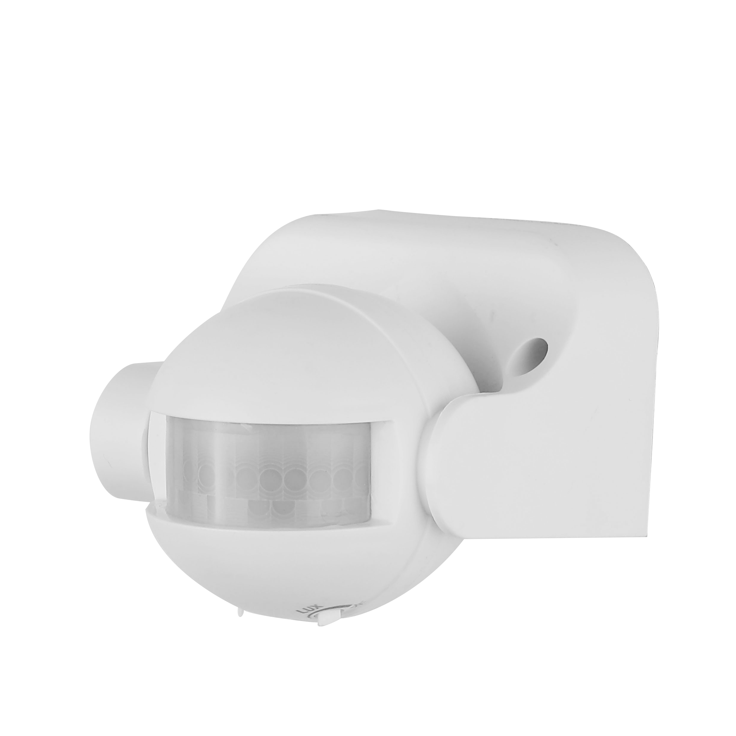 Sensor de movimiento Fabrilamp, blanco, IP44, alcance de 12 metros, 360 grados de detección.