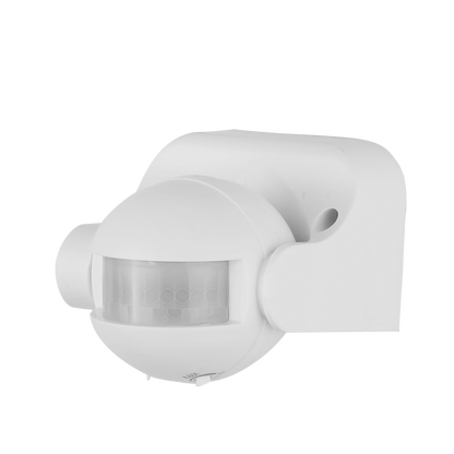 Sensor de movimiento Fabrilamp, blanco, IP44, alcance de 12 metros, 360 grados de detección.