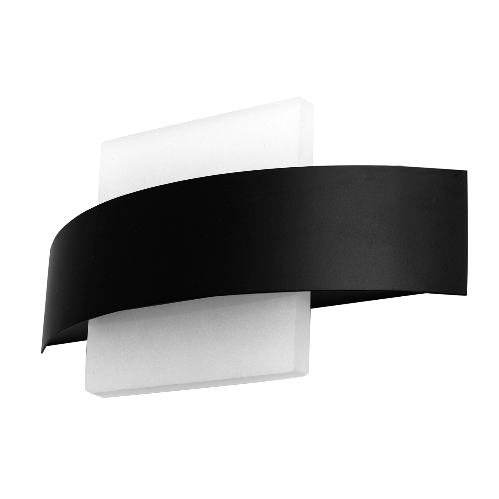 Aplique pared ARCO fabricado en metal color negro, con luz natural 4000K, ideal para iluminar interiores.
