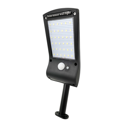 Aplique solar Kira negro de Fabrilamp, con sensor de movimiento y crepuscular, ideal para exteriores.