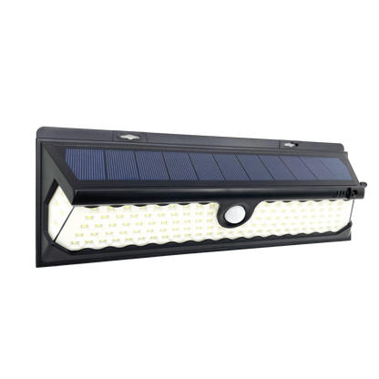 Aplique solar Kira negro de Fabrilamp, 1100 lúmenes, IP65, con sensor de movimiento y crepuscular.