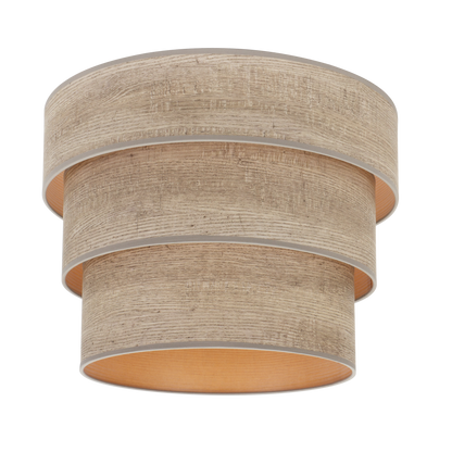 Original pantalla colgante textil en madera gris, perfecta para el comedor
