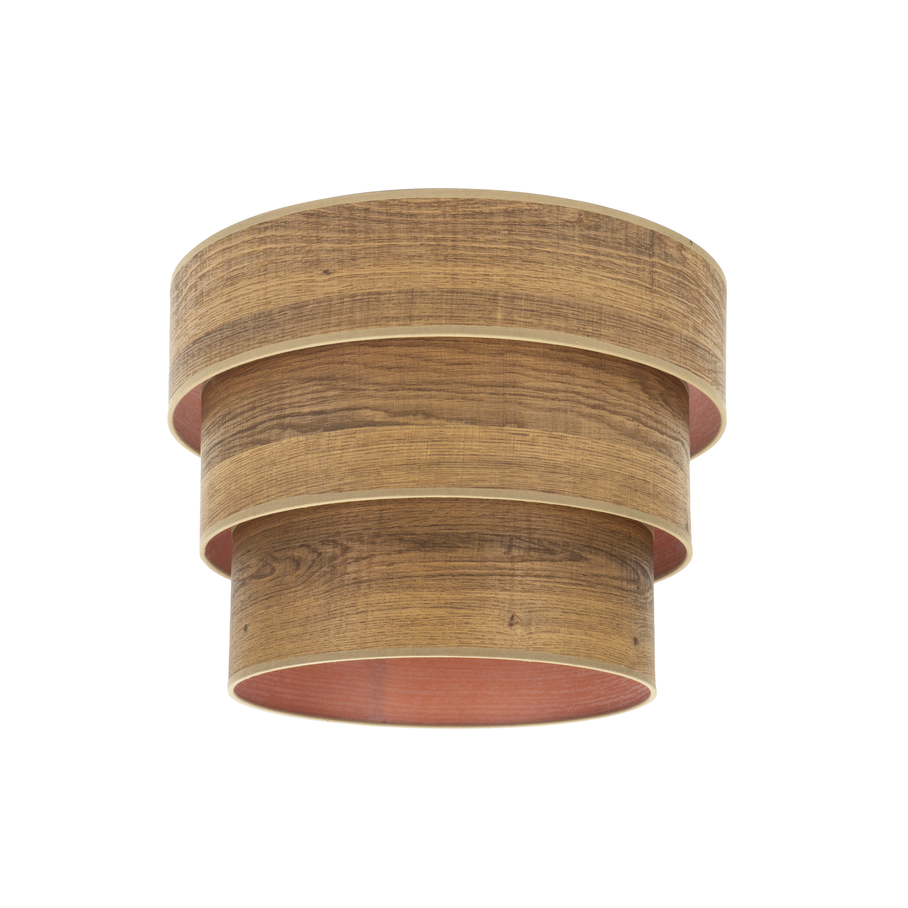 Pantalla colgante triple Smile E27 madera oscura, vista frontal, luzguru.com