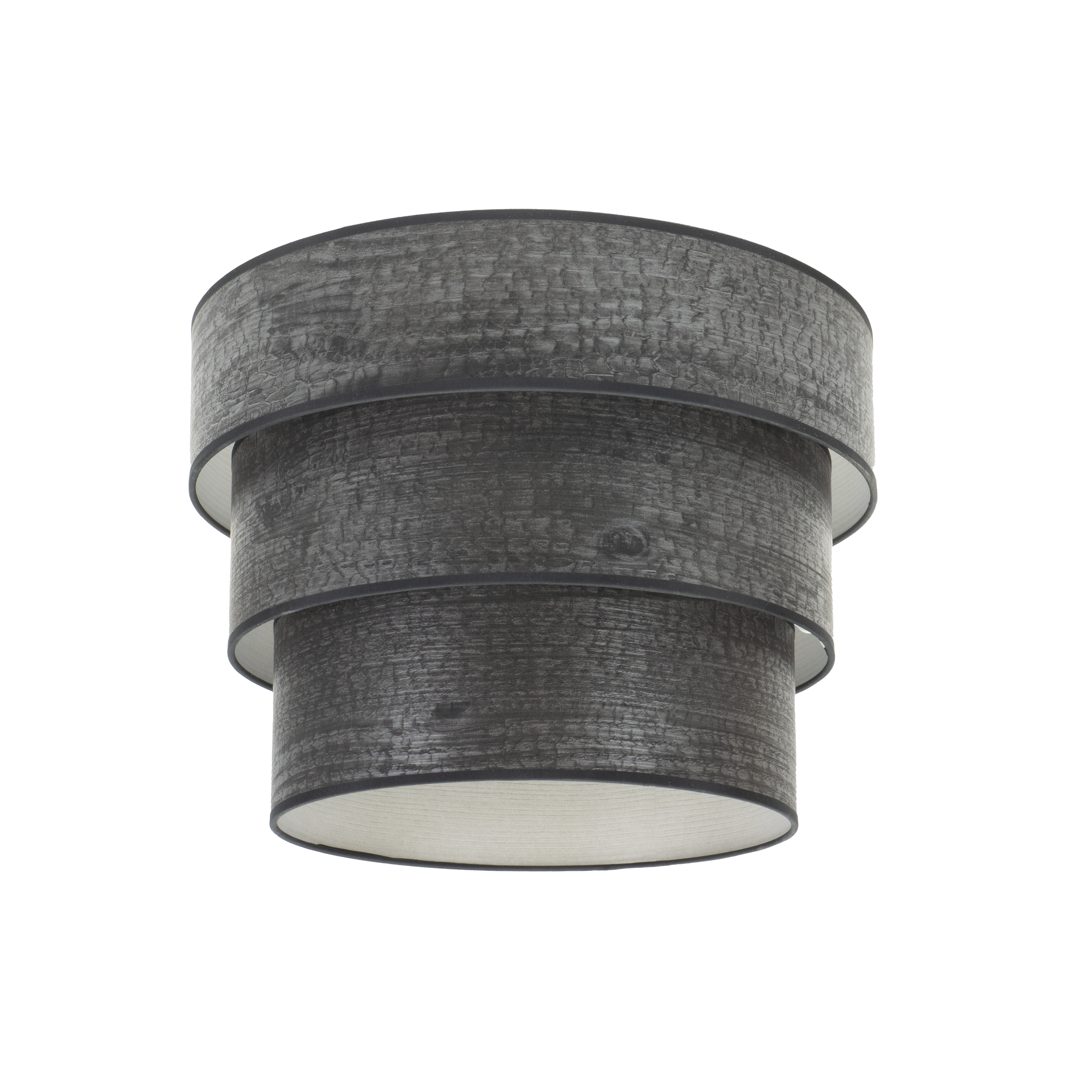 Pantalla colgante triple Smile E27 madera negra, vista frontal. Iluminación moderna para salones y dormitorios.