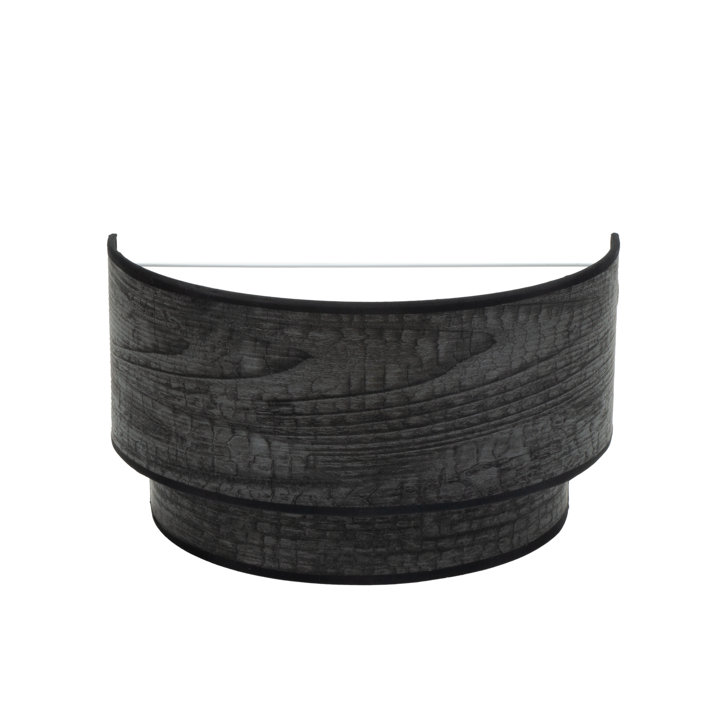 Aplique Smile fabricado en metal color madera negra, ideal para interior