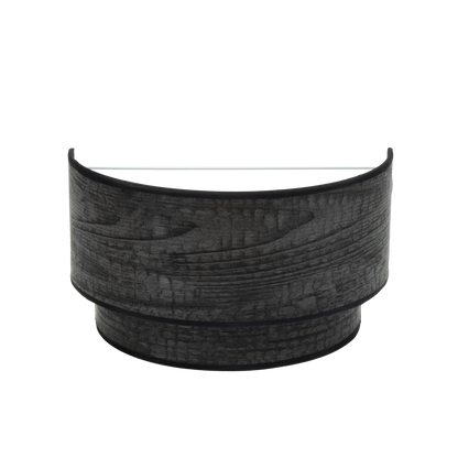 Aplique Smile fabricado en metal color madera negra, ideal para interior