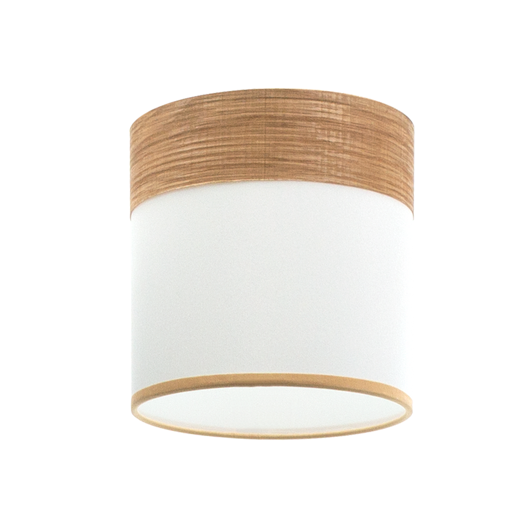 Pantalla CLOE E27 Blanca/Madera Clara, vista frontal, Fabrilamp