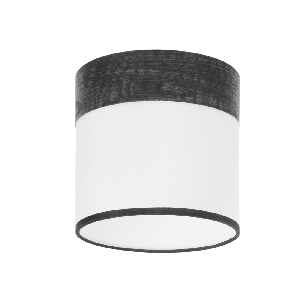 Pantalla Cloe E27 Blanca/Madera Negra - Vista frontal, Fabrilamp, luzguru.com