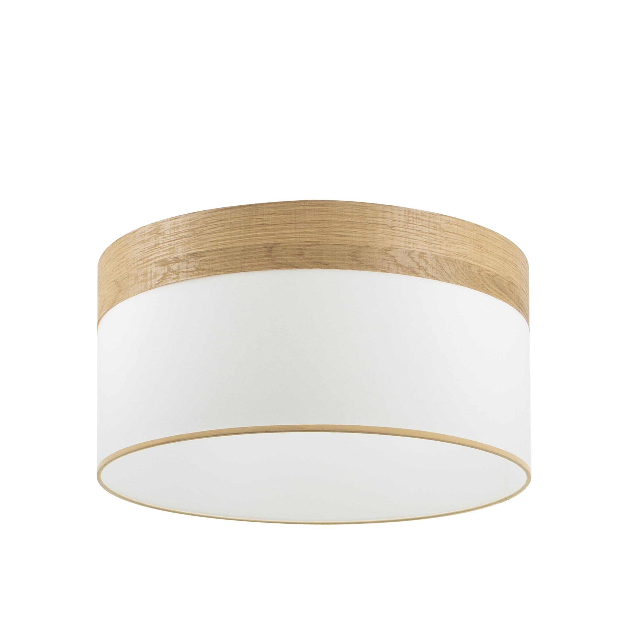 Pantalla colgante Cloe M10 blanca y madera clara, vista frontal. Iluminación moderna para tu hogar.