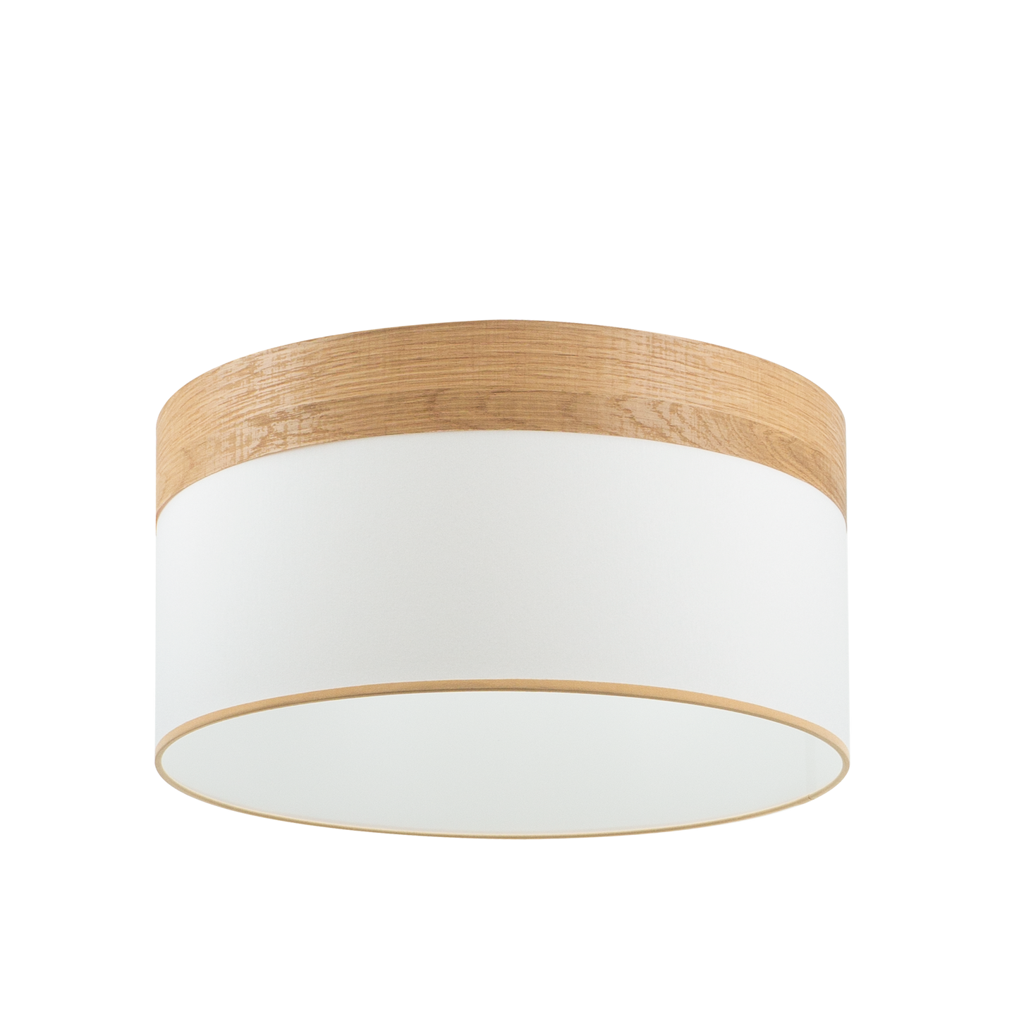Pantalla colgante textil blanca y madera clara, perfecta para iluminar tu comedor