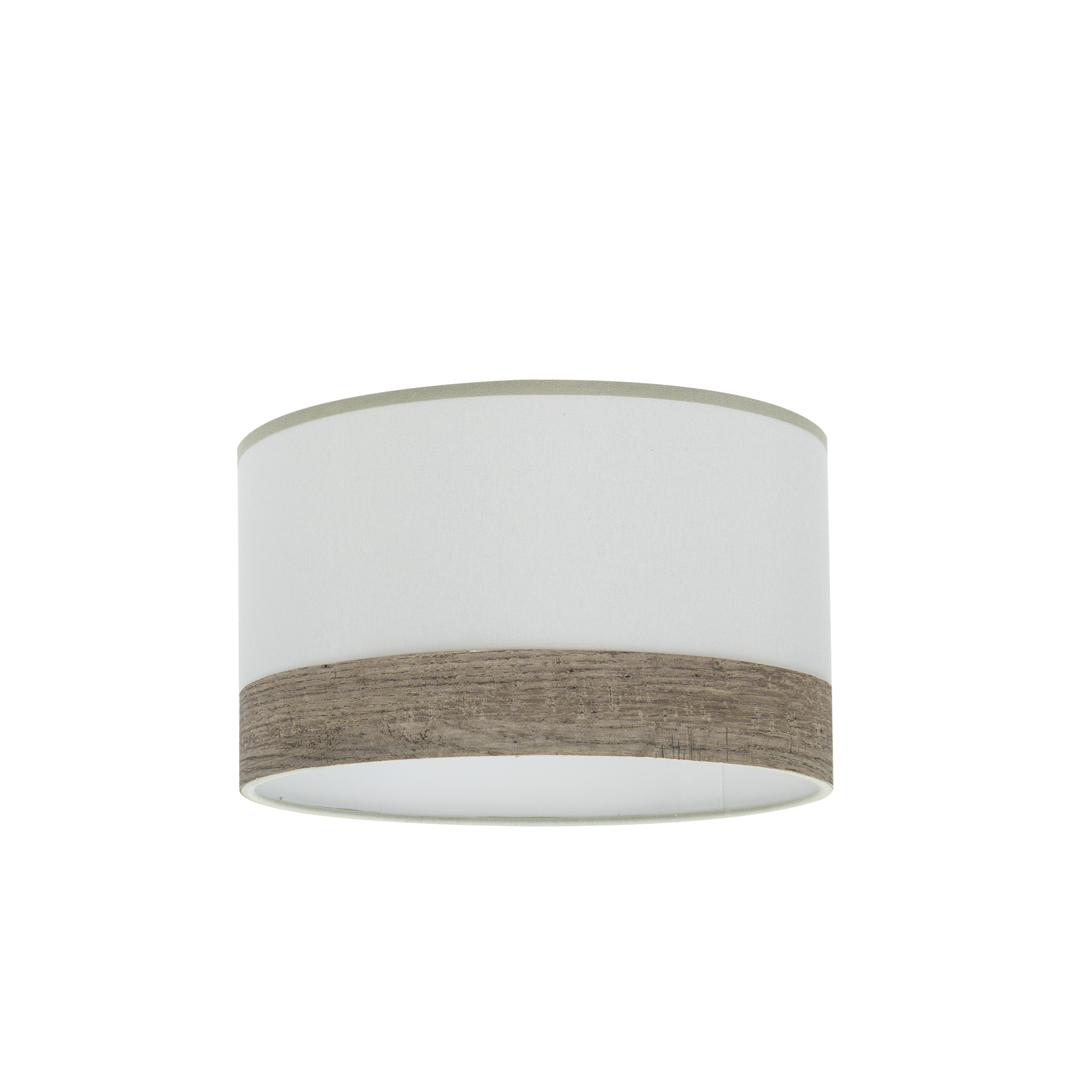 Pantalla Cloe E27 Blanca/Madera Gris para pie de salón, vista frontal.