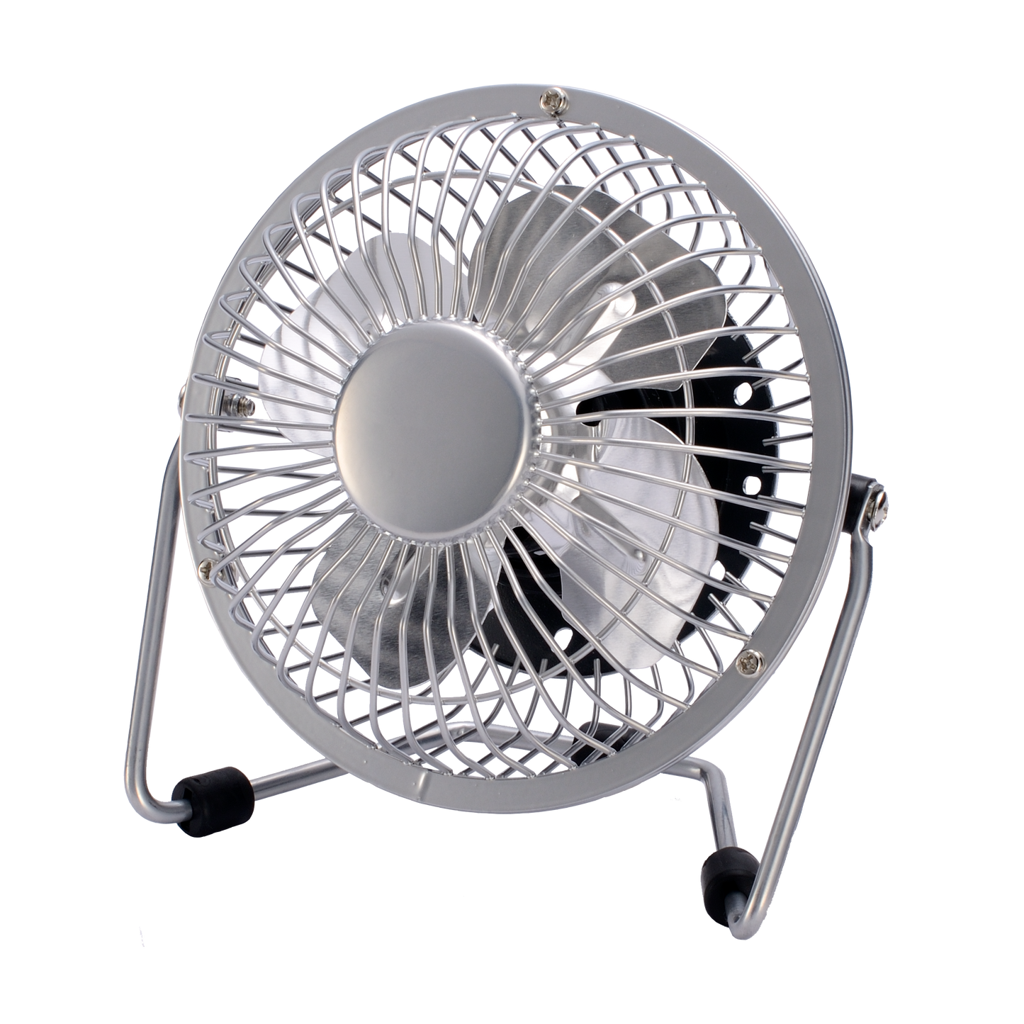 Elegante mini ventilador cromado, ideal para la oficina o el hogar