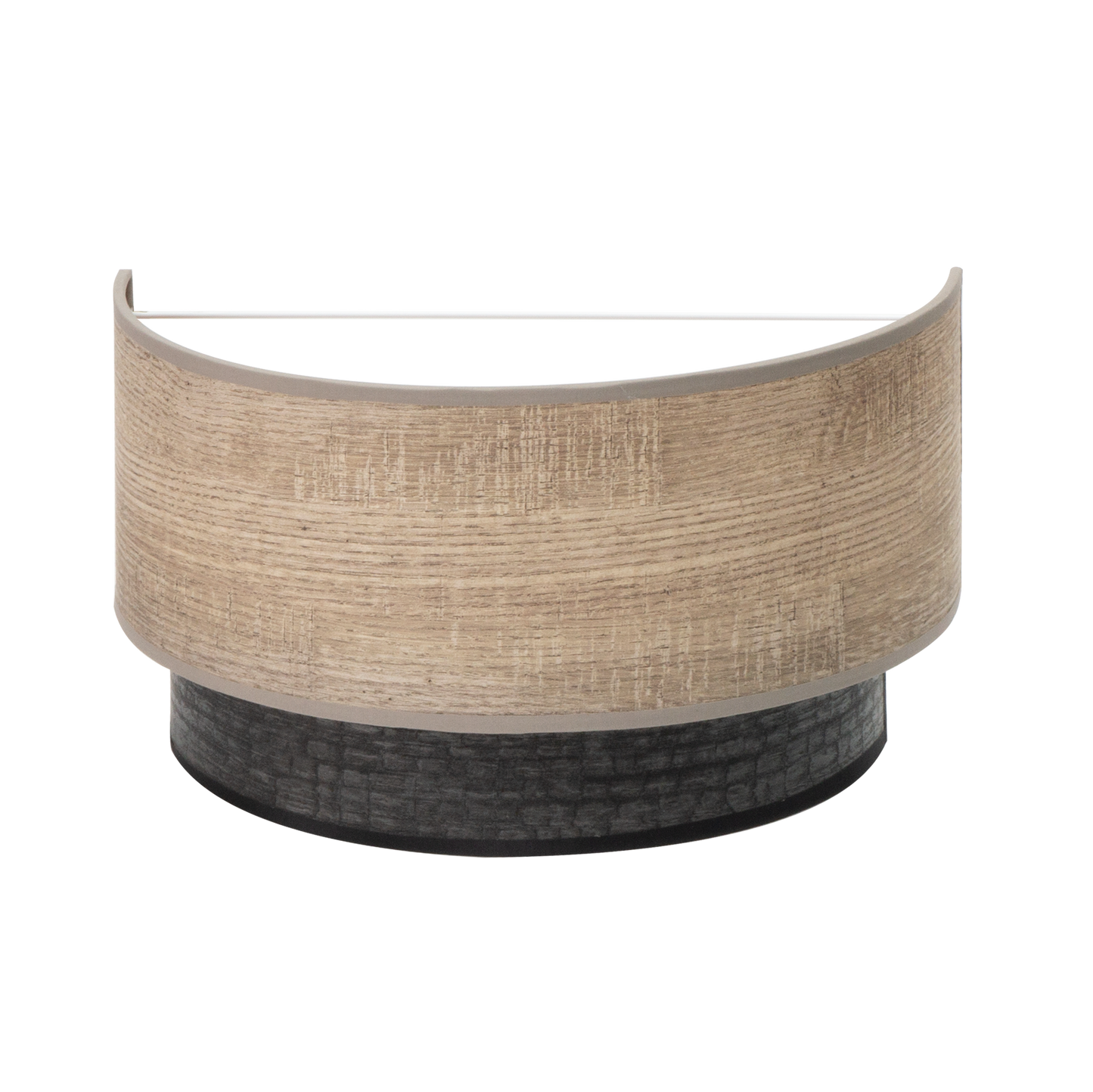 Aplique Colet fabricado en Metal y Textil color Negro/Madera Gris