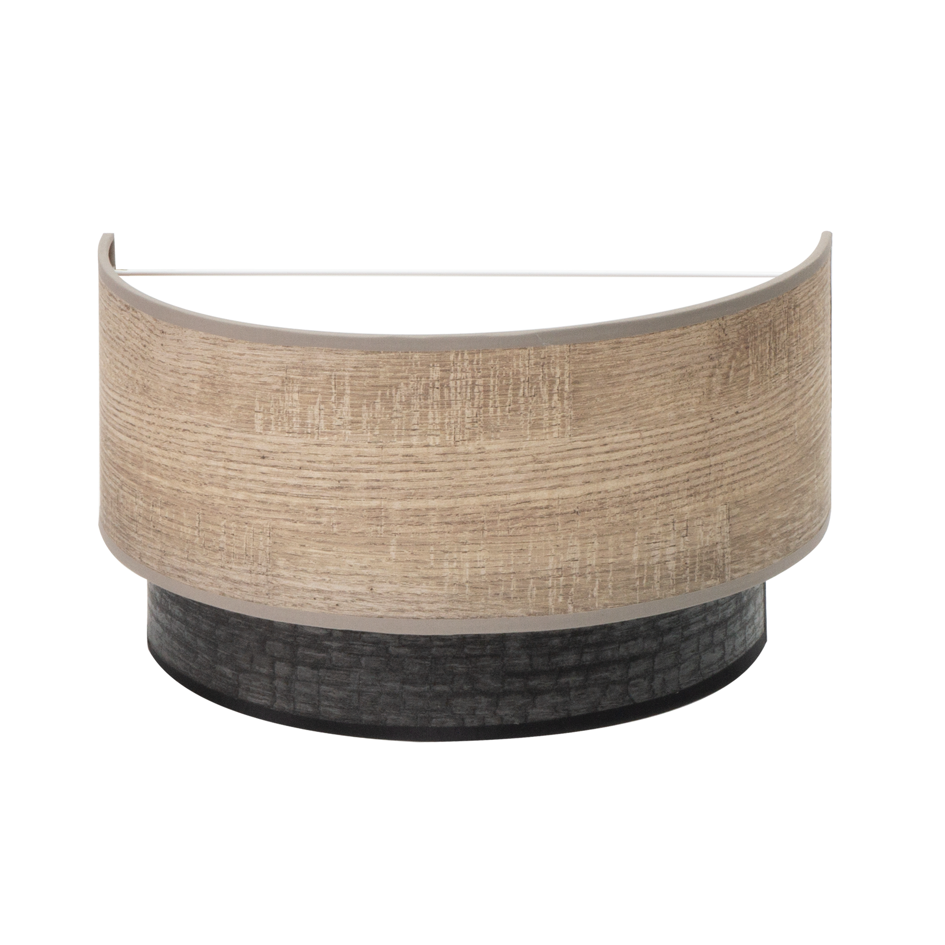 Aplique Colet fabricado en Metal y Textil color Negro/Madera Gris