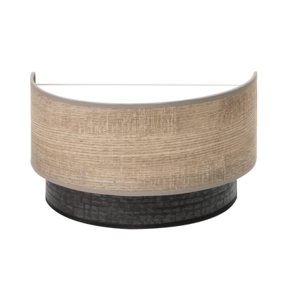 Aplique Colet fabricado en Metal y Textil color Negro/Madera Gris