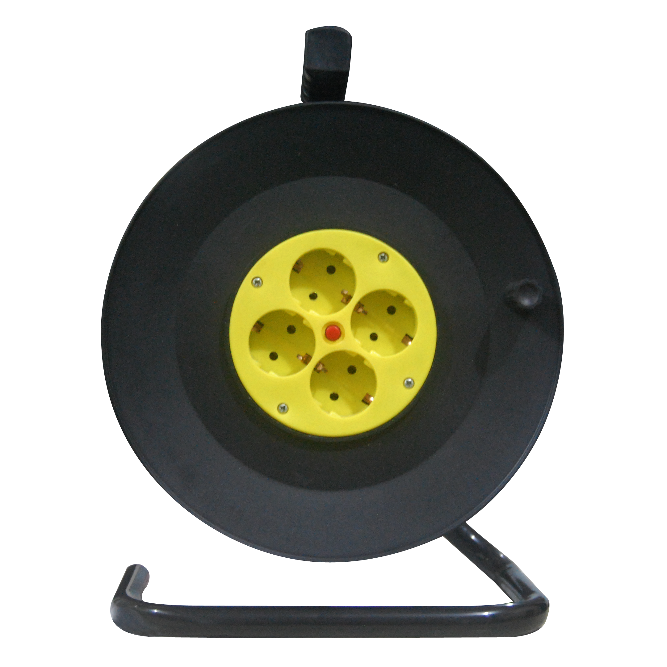 Enrollacable Fabrilamp de 50 metros con 4 enchufes y termostato de seguridad, vista general.