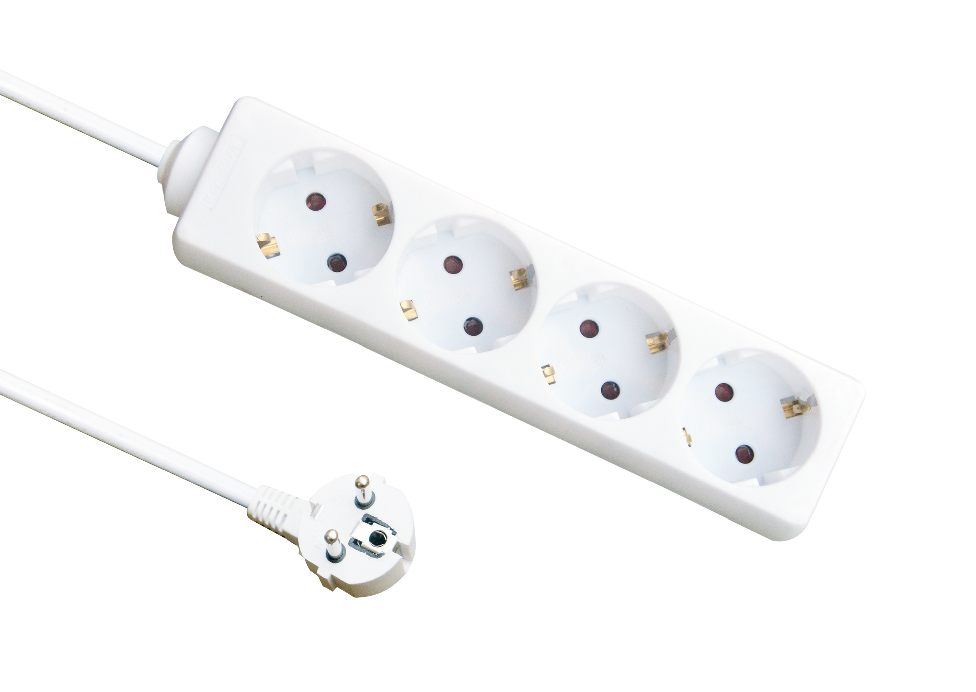 Base múltiple Fabrilamp con 4 enchufes, cable de 1,5 metros y 3500W de potencia máxima.