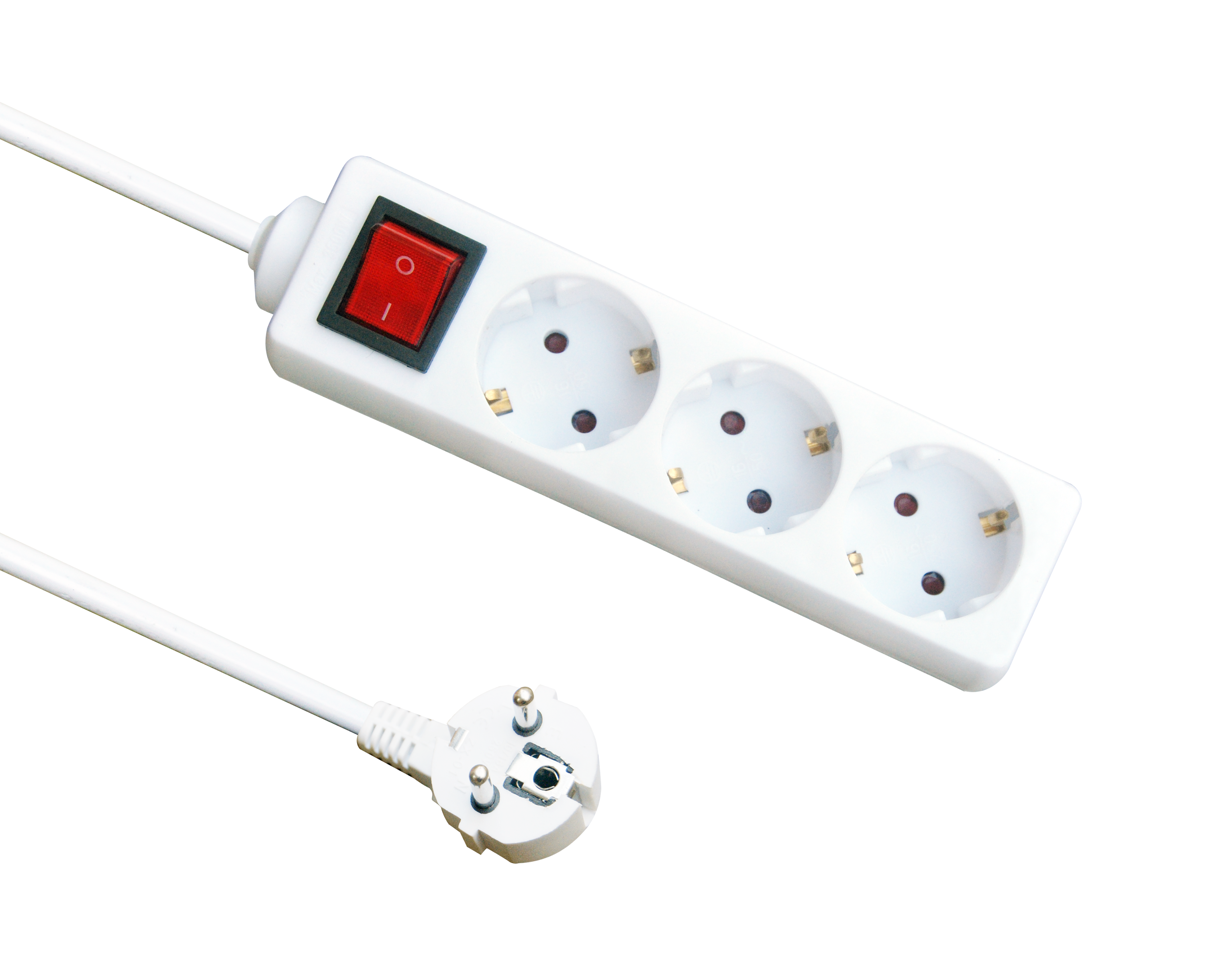 Base múltiple Fabrilamp de 3 enchufes con interruptor y cable de 1,5 metros.