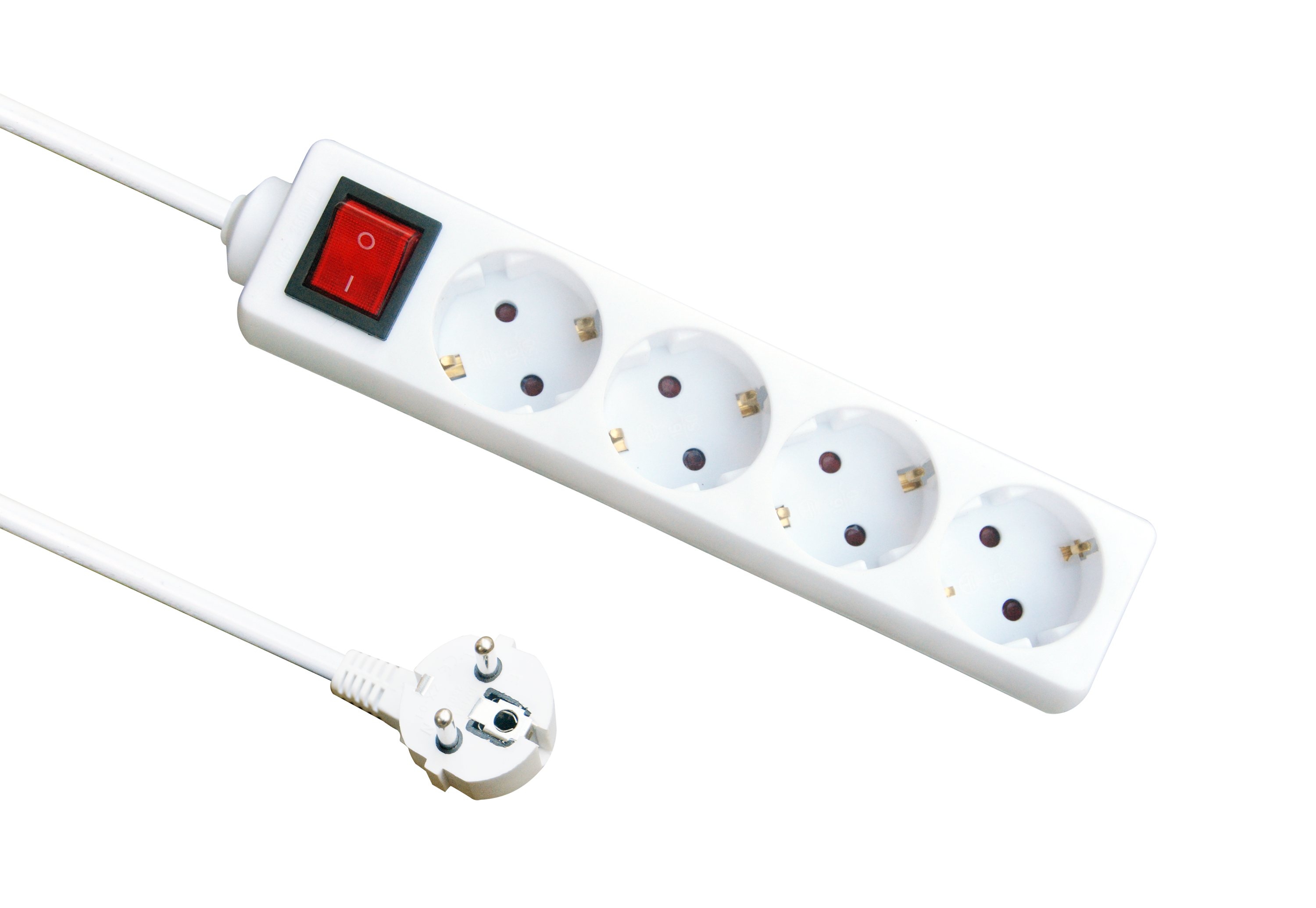 Base múltiple Fabrilamp de 4 enchufes con interruptor y cable de 3 metros.