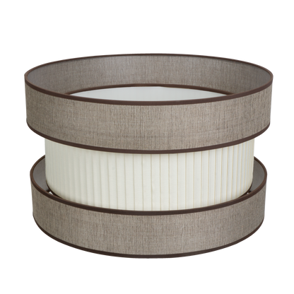 Original pantalla textil plisada marrón y beis, perfecta para el comedor