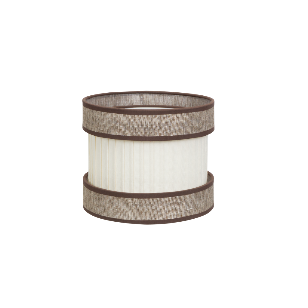 Pantalla Sobremesa Pequeña HOME E14 Marrón-Beis 18cm de Fabrilamp - Vista frontal