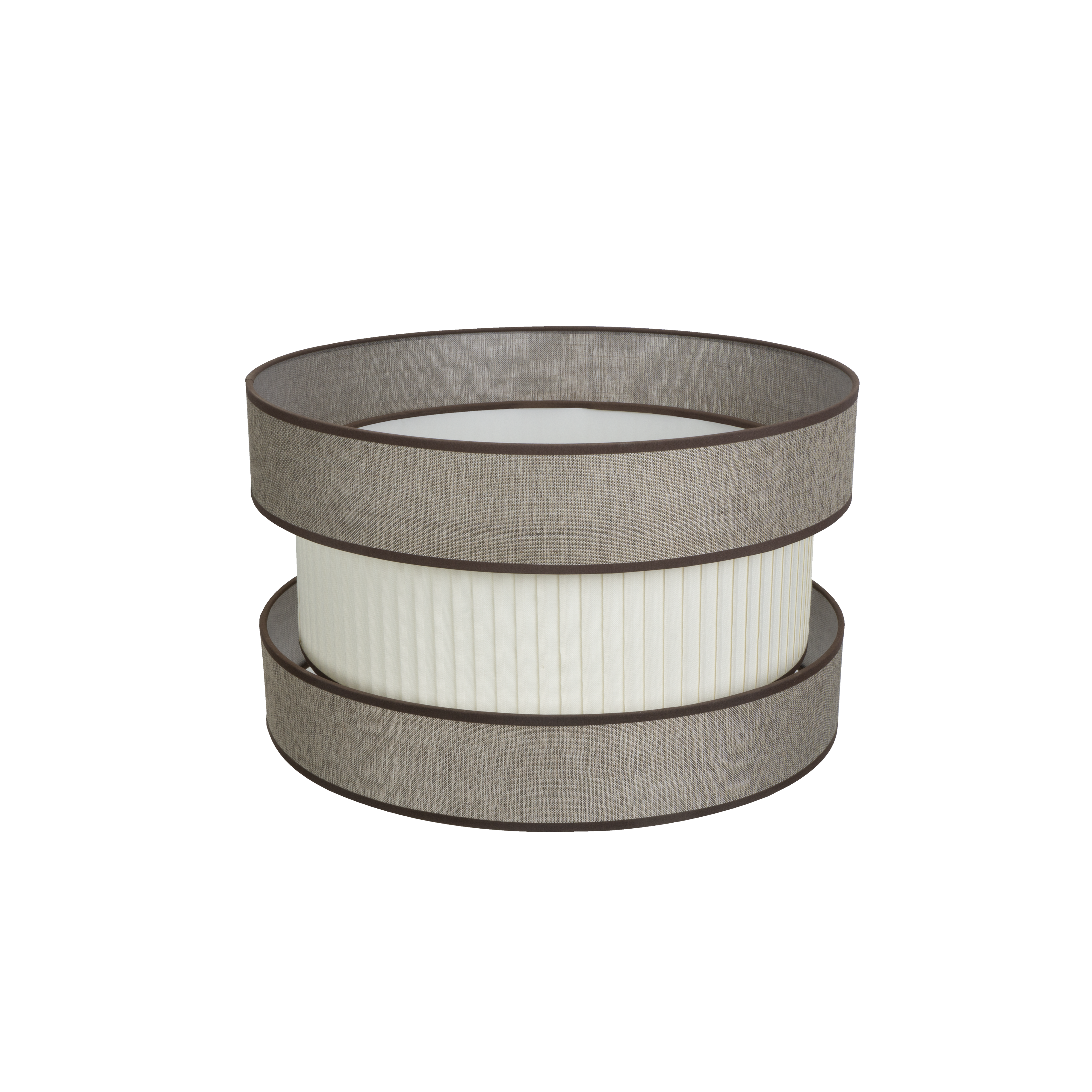 Pantalla colgante de salón Fabrilamp HOME, marrón y beis, 40cm de diámetro.