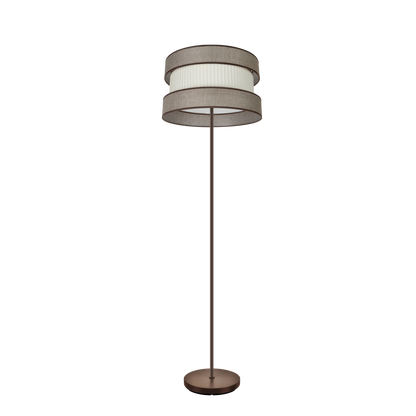 Lámpara de pie fabricada en Metal color Marrón y Textil color Beige, ideal para interior