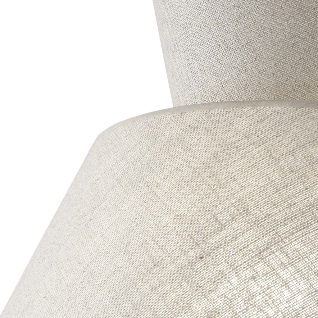 Detalle de la doble pantalla rústica de la lámpara colgante Carlo ALEMAR