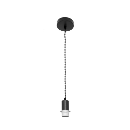 Armazón colgante fabricado en metal color negro con cuerda trenzada negra