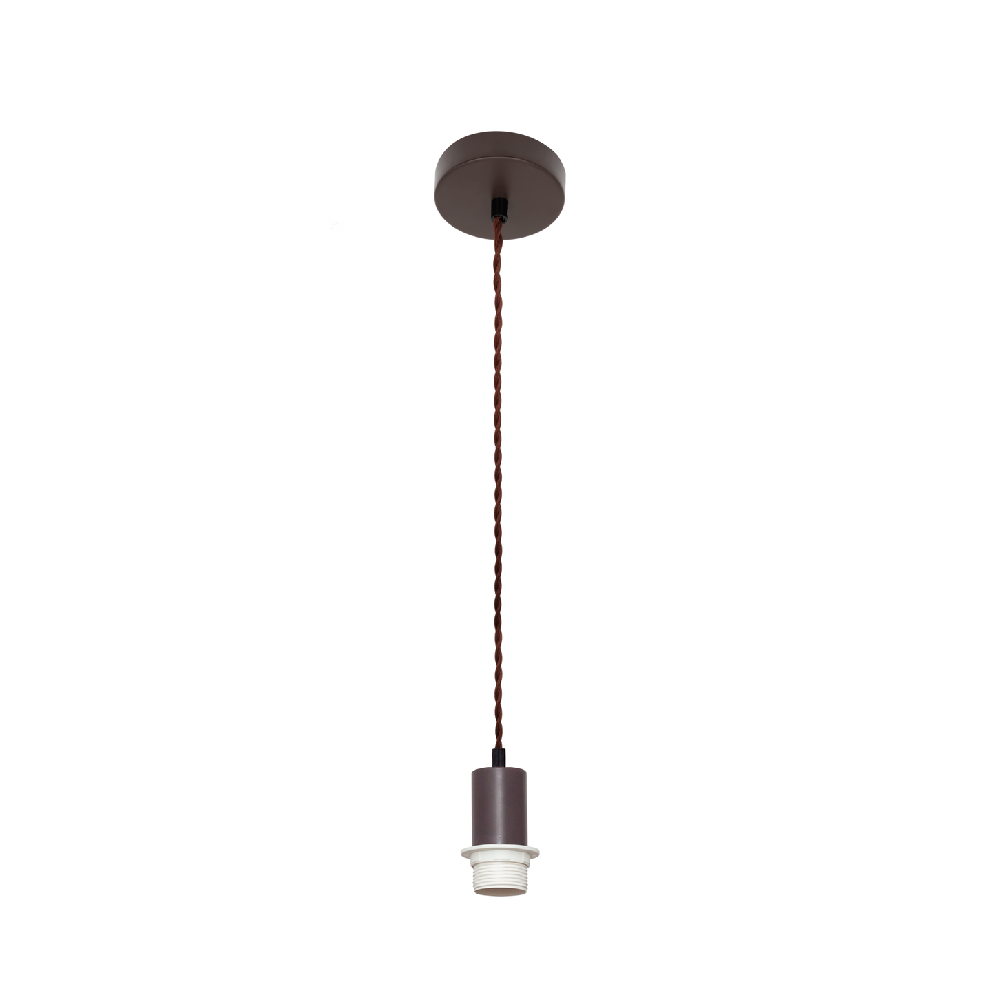 Armazón colgante Cara fabricado en metal color marrón con cuerda trenzada, ideal para salón