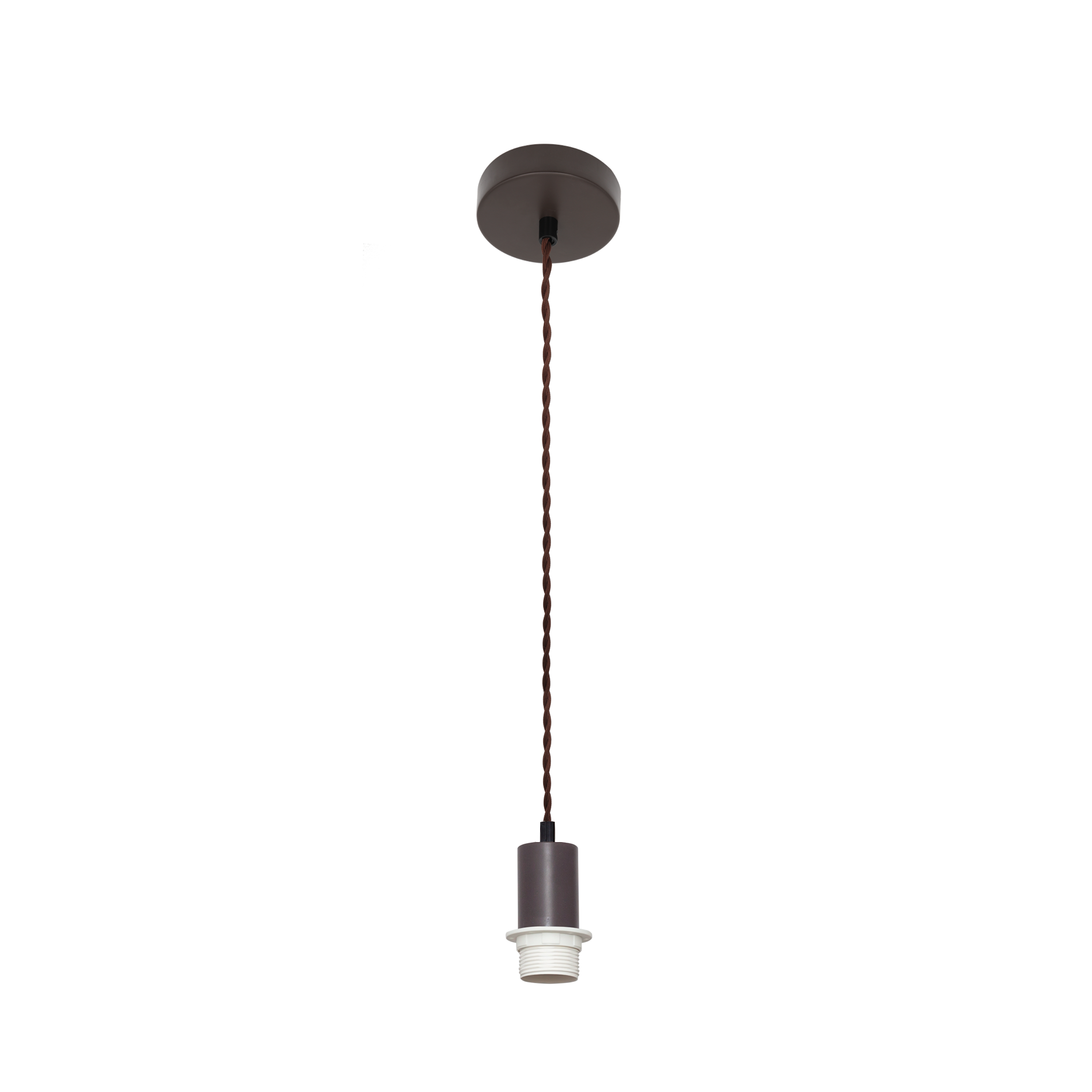 Armazón colgante Cara fabricado en metal color marrón con cuerda trenzada, ideal para salón