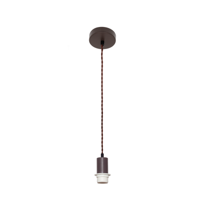Armazón colgante Cara fabricado en metal color marrón con cuerda trenzada, ideal para salón
